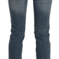 John Galliano Blue Washed Mid Waist Skinny Casual Denim Pants
