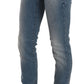 John Galliano Blue Washed Mid Waist Skinny Casual Denim Pants