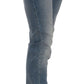 John Galliano Blue Washed Mid Waist Skinny Casual Denim Pants