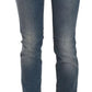 John Galliano Blue Washed Mid Waist Skinny Casual Denim Pants