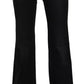 John Galliano Black Washed High Waist Flared Denim Casual Pants Jeans