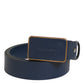 Dolce & Gabbana Blue Leather Classic Metal Logo Buckle Belt