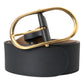 Dolce & Gabbana Black Leather Classic Metal Oval Buckle Belt