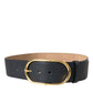 Dolce & Gabbana Black Leather Classic Metal Oval Buckle Belt