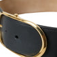 Dolce & Gabbana Black Leather Classic Metal Oval Buckle Belt