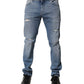Dolce & Gabbana Blue Distressed Cotton Slim Men Denim Jeans