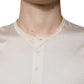 Dolce & Gabbana Off White Silk Henley Short Sleeves T-Shirt