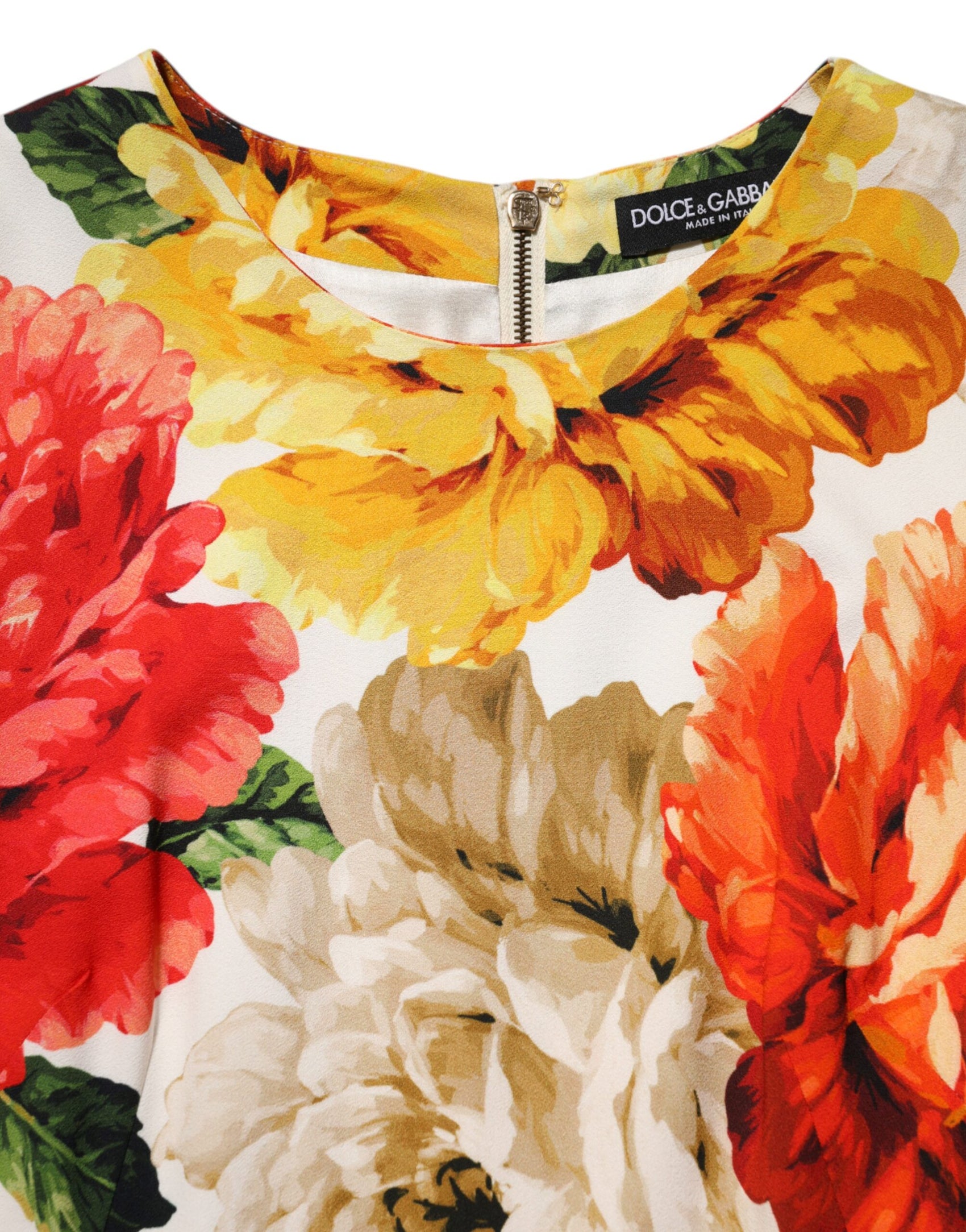 Dolce & Gabbana Multicolor Floral Print Viscose Sheath Dress