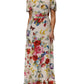 Dolce & Gabbana White Floral Print Silk Sheath LongGown Dress