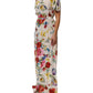 Dolce & Gabbana White Floral Print Silk Sheath LongGown Dress