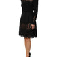 Dolce & Gabbana Black Floral Lace Trim Sheath A-line Dress