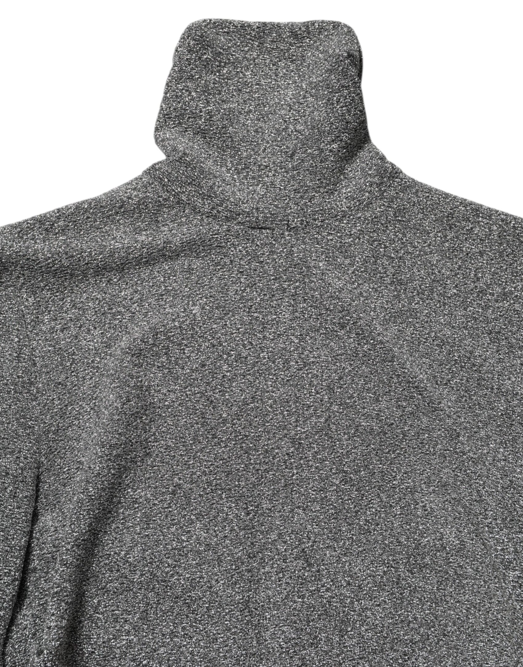 Dolce & Gabbana Gray Nylon Bodycon Sheath Long Sleeves Dress