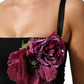 Dolce & Gabbana Black Flower Applqies Bodycon Sheath Dress