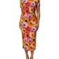 Dolce & Gabbana Multicolor Floral Print SilkSheath Midi Dress