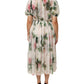 Dolce & Gabbana White Floral Print Silk Pleated Midi Dress