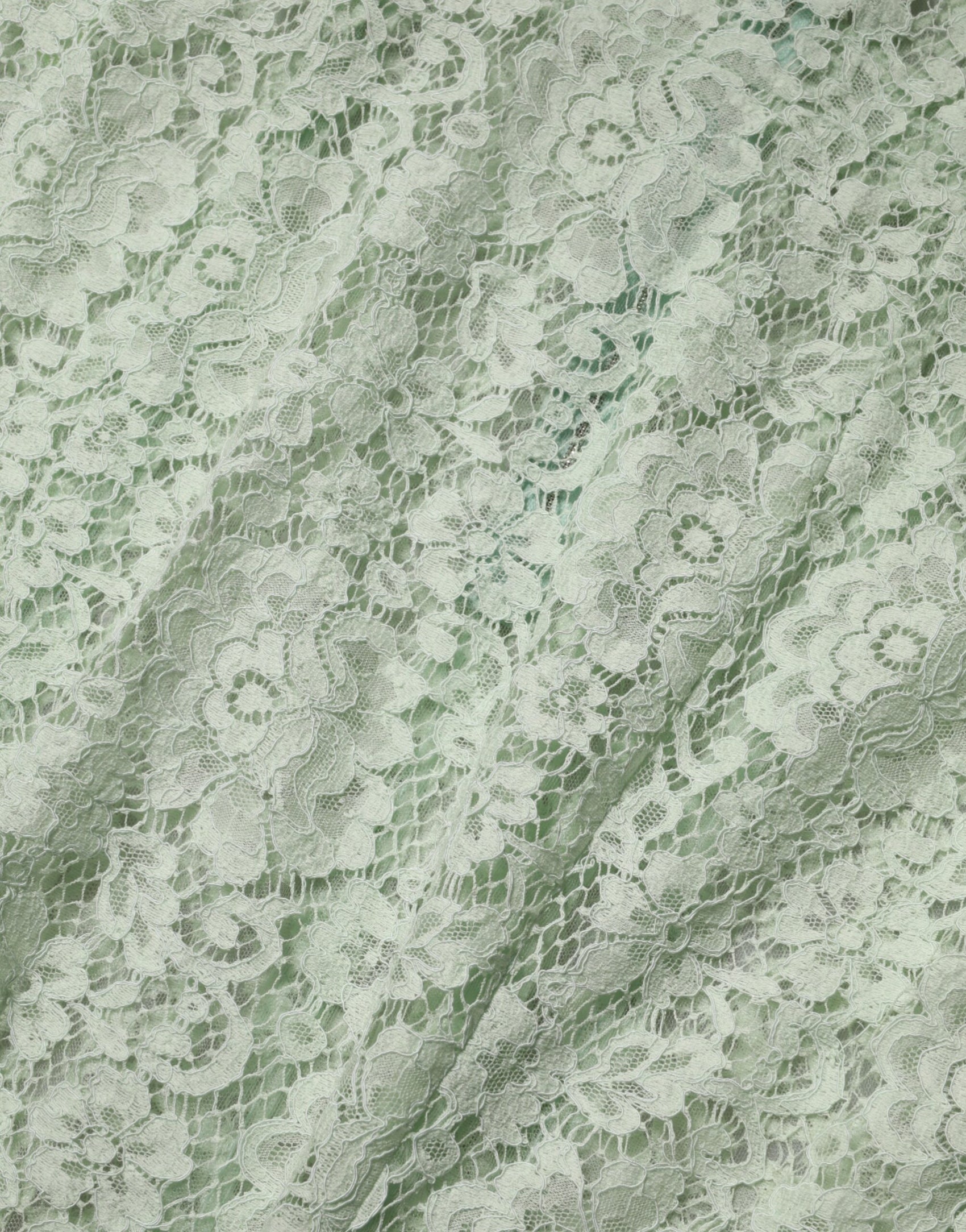 Dolce & Gabbana Mint Green Floral Lace Trim Midi Dress