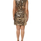Dolce & Gabbana Gold Sequined Nylon A-line Sheath Mini Dress