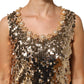 Dolce & Gabbana Gold Sequined Nylon A-line Sheath Mini Dress