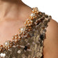 Dolce & Gabbana Gold Sequined Nylon A-line Sheath Mini Dress