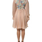 Dolce & Gabbana Pink Floral Embroidery Pleated A-line Dress