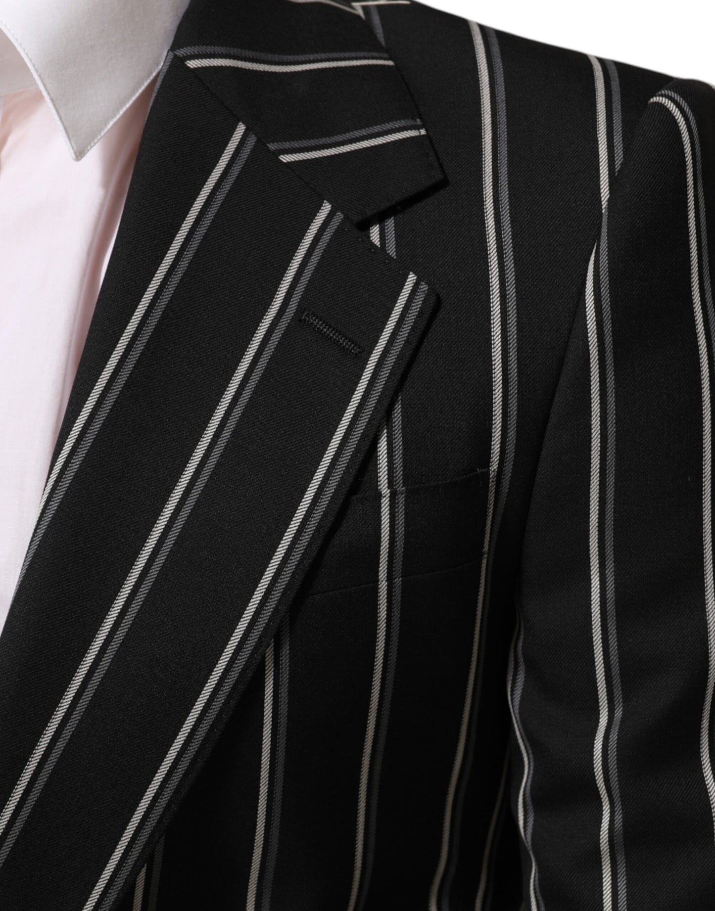 Dolce & Gabbana Black Stripes SICILIA 1 Button Suit Blazer