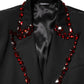 Dolce & Gabbana Black SICILIA Crystal Embellished Men Blazer