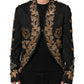 Dolce & Gabbana Black Brocade Embroidery Men Coat Jacket