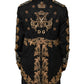 Dolce & Gabbana Black Brocade Embroidery Men Coat Jacket
