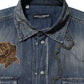 Dolce & Gabbana Blue Angel Patch Denim Buttoned Down Men Shirt