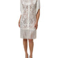 Dolce & Gabbana White Floral Lace Fringe Knee Length Dress