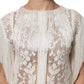 Dolce & Gabbana White Floral Lace Fringe Knee Length Dress