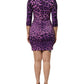 Dolce & Gabbana Violet Leopard Sheath Bodycon Mini Dress