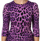 Dolce & Gabbana Violet Leopard Sheath Bodycon Mini Dress