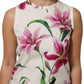 Dolce & Gabbana White Cotton Floral Sleeveless Mini Dress