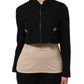 Dolce & Gabbana Black Cotton Full Zip Cropped Coat Jacket