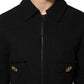 Dolce & Gabbana Black Cotton Full Zip Cropped Coat Jacket