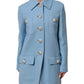 Dolce & Gabbana Blue Buttoned Down Trench Coat Jacket