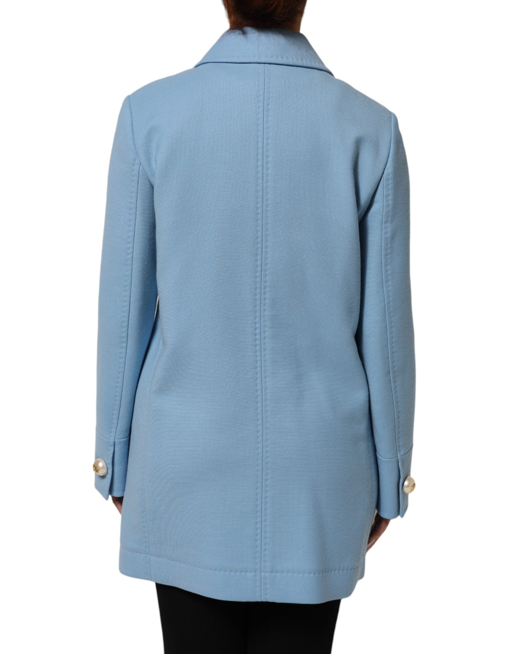 Dolce & Gabbana Blue Buttoned Down Trench Coat Jacket