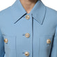 Dolce & Gabbana Blue Buttoned Down Trench Coat Jacket