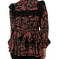 Dolce & Gabbana Black Floral Print Long Sleeve Blouse Top