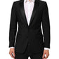 Dolce & Gabbana Black Wool MARTINI 2 Button Men Suit Blazer