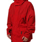 Dolce & Gabbana Red Nylon Hooded Men Full Zip Parka Jacket