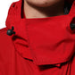Dolce & Gabbana Red Nylon Hooded Men Full Zip Parka Jacket