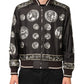 Dolce & Gabbana Black "Monete" Coin Print Silk Bomber Jacket