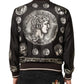 Dolce & Gabbana Black "Monete" Coin Print Silk Bomber Jacket