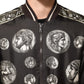 Dolce & Gabbana Black "Monete" Coin Print Silk Bomber Jacket