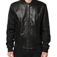Dolce & Gabbana Black Leather Nylon FullZip Blouson Jacket