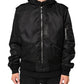 Dolce & Gabbana Black Cotton Hooded Full Zip Bomber Jacket