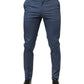 Dolce & Gabbana Blue Cotton Mid Waist Dress Men Trouser Pants