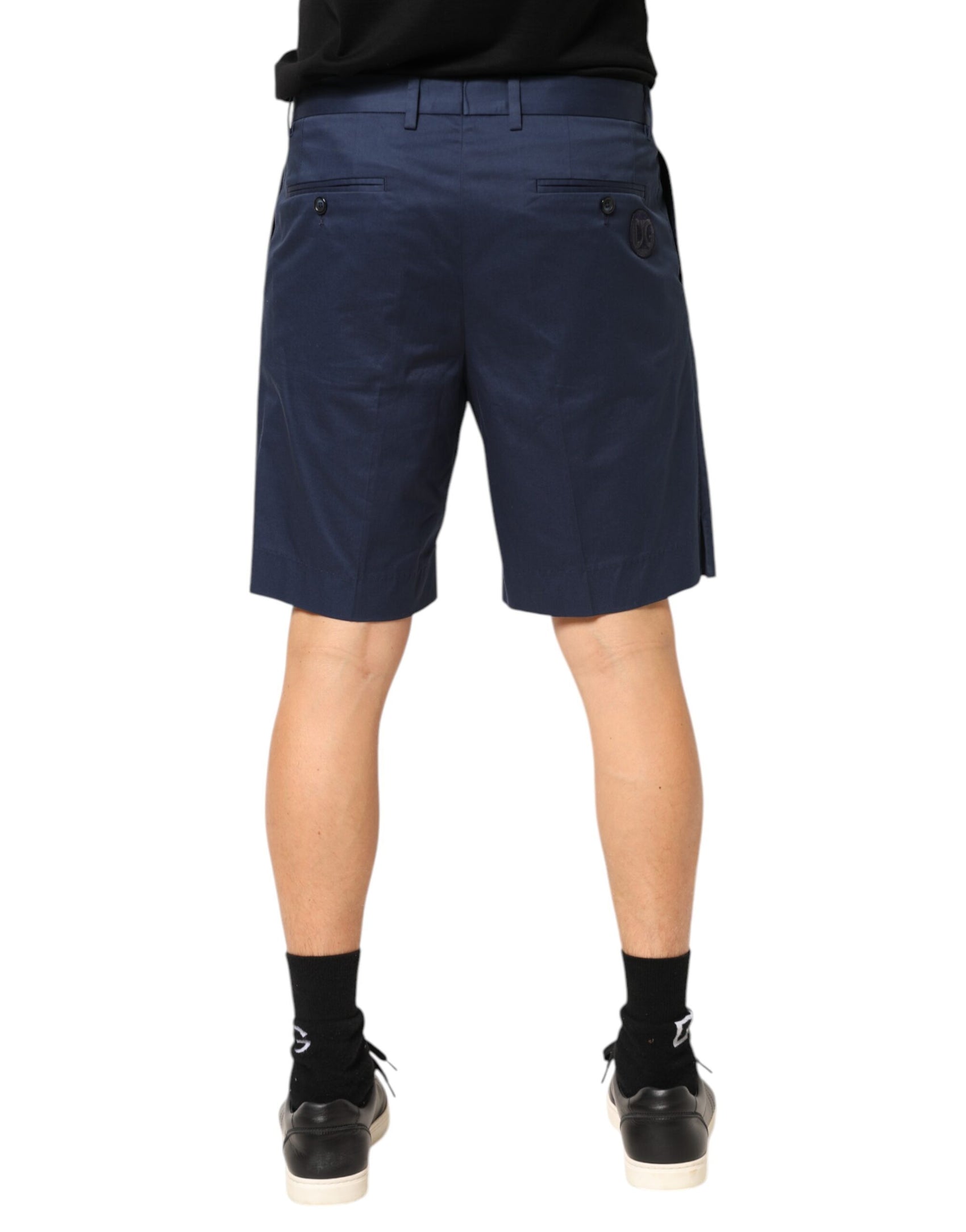 Dolce & Gabbana Blue Cotton Stretch Mid Waist Bermuda Shorts